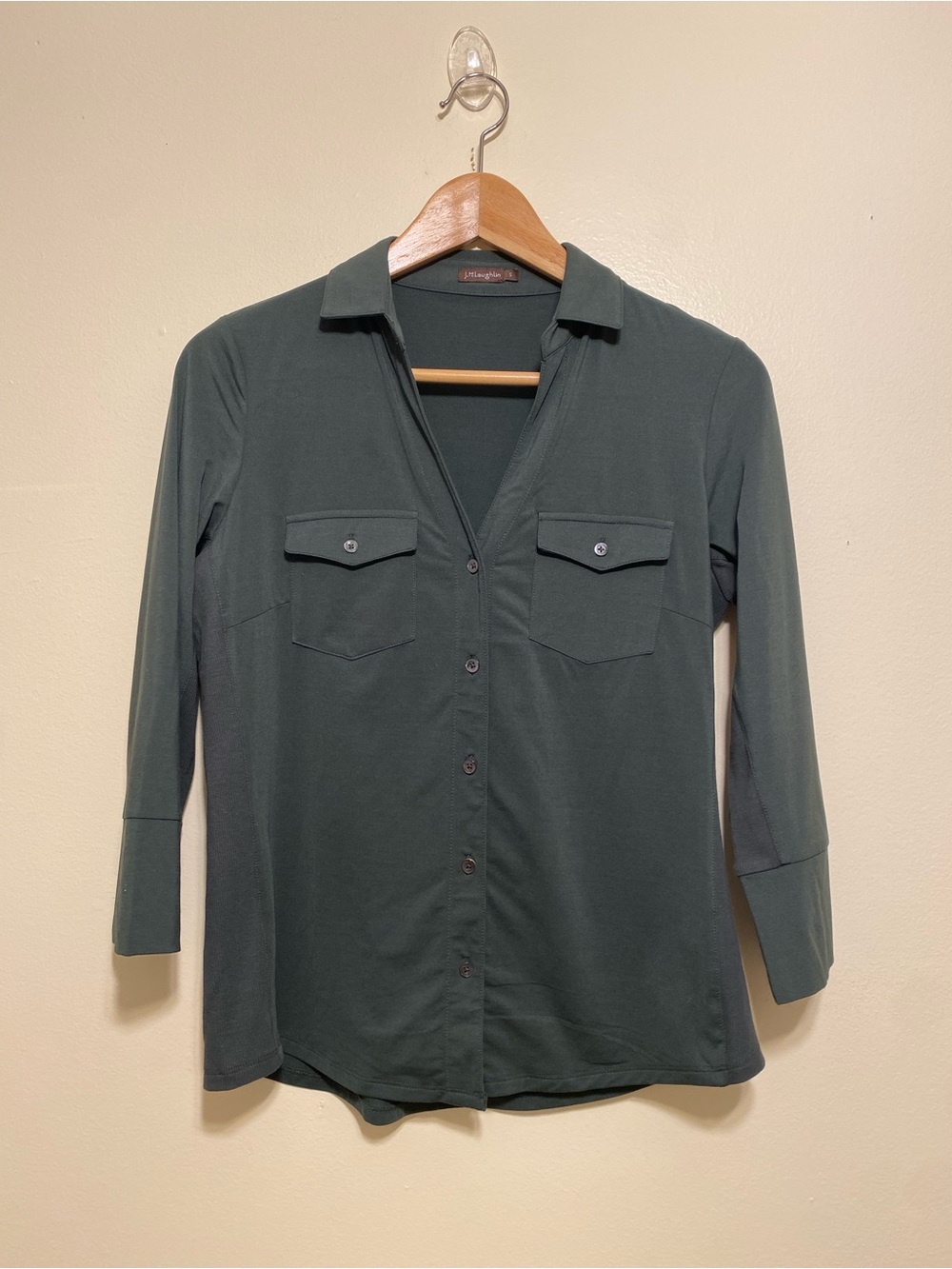 J. McLaughlin  Forest Green Button-Front Utility Shirt. Size S